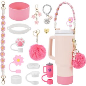 POFIBO Stanley Cup Zubehör Set - 800-1200ml Wasserflasche Griff Riemen und Silikon Becher Stiefel
