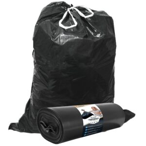 Müllsäcke 120L Schwarz mit ZUGBAND - Reißfest - 25 Beutel - 120 Liter - LDPE Recycelt - Hausmüll, Gewerbe, Industrie - A