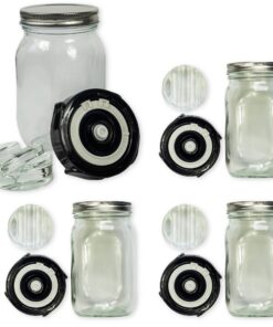 Fermentationskit Erweiterung | 4X Gläser mit Fermentationsdeckel & Glasgewichten | für Gemüse & Obst Fermentation Zuhaus