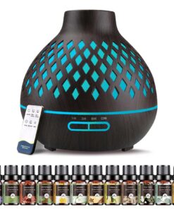 Aeshory 550ml Aroma Diffuser für Aromatherapie, Ultraschall-Diffuser mit Fernbedienung, 7 farbigen LED-Lichtern, 4 Timer