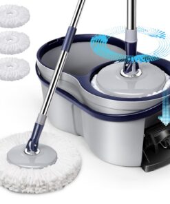 Microfaser Wischmopp Set mit 2 in 1 Putzeimer für Hausputz | Mikrofaser Bodenwischer Set mit Pedalambiente für Effizien