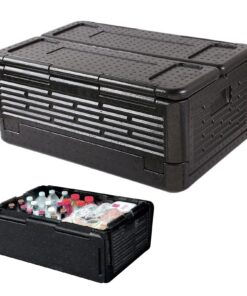 Faltbar Thermobox 40L Warmhaltebox für Essen und Lebensmitteltransport beim Camping und Picknick(Schwarz) Faltbar Styr