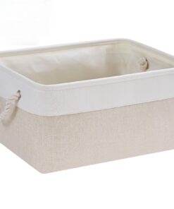 Mangata Hellbeige/Weiß Grosstopf für Kleidung - Groß Waschbare Aufbewahrungskorb L, 1 Set