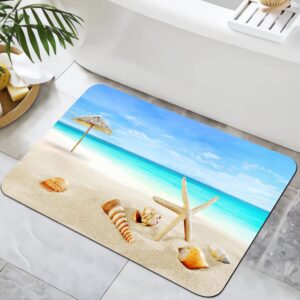 YISUMEI Badezimmerteppich Rutschfester Badvorleger Strandmuscheln 42x60 cm Waschbar Schnelltrocknend