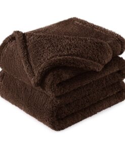 Exclusivo Flauschig Kuschelig und Warm Fleece Decke für Sofa, 150 x 200 cm, Braun OEKO-TEX STANDARD 100 Exclusivo Kurze
