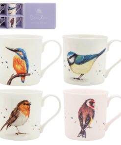The Leonardo Collection Clemency Bunn Weihnachtstassen mit britischen Vögeln - Langlebige, einfache Kaffeetassen für He