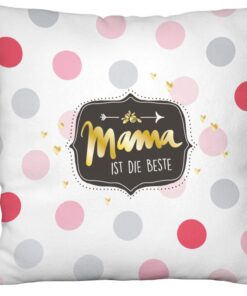 H:)ppy Life Plüschkissen Motiv "Mama" | Zierkissen, 25 cm x 25 cm, 100% Polyester | Geschenkidee, Wohn-deko, Geburtstags