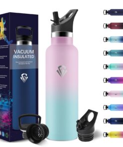 750ml Thermosflasche BPA-frei Auslaufsicher mit Strohhalm für Wandern Laufen Yoga