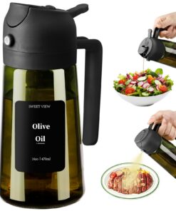 Olivenölspender 470ml Glas - lichtdichter Ölausgießer für Küche, Luftfritteuse und Kochen - extravergessenes Öl extralan