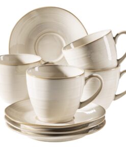 MÄSER Serie NottinghamVintage Kaffeetassen Set für 4 Personen mit unregelmäßigen Rundungen im Retro Look