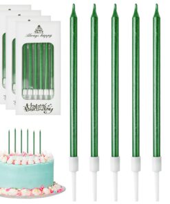DONQL Grüne Dünne Lange Geburtstagskerzen Für Dekorative Torten - Ideal Für Babyparty & Mädchenparty (24 Stücke)