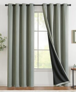 TOPICK Boho Verdunkelungsvorhänge für Kinderzimmer mit Wärmeschutz und Thermovorhang 2er Set 132 * 245 Grün