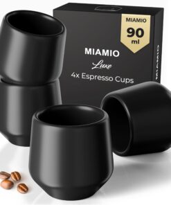 MIAMIO - Luxe Keramik Espressotassen 4er Set (90 ml) Black
