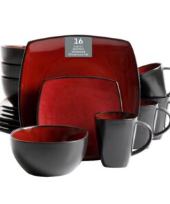 Gibson Soho Lounge 61220.16RM Steingut Essgeschirr-Set - Reactive Glaze, Steinzeug, Red für Dinnerpartys