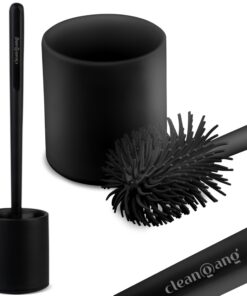 Cleangang® Toilettenbürste Schwarz Silikon schnell trocknend für schnelles Reinigen | Cleangang® klobürstenhalter Set T