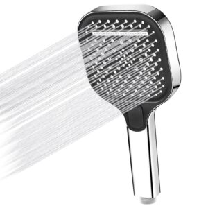 FORYNXHWIN Wassersparender Hochdruck Duschkopf Chrom Silber - Groß mit 3 Strahlarten und Regendusche