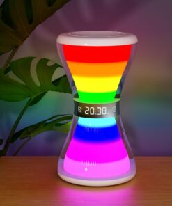 AFEXOA Sanduhrform Digital Wecker mit Regenbogen Stimmungslicht Snooze Timer 5-90min für Mädchen Kinder Schlafzimmer
