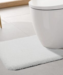 ROLIZOE Hochsaugfähiger WC Vorleger Weiß für rutschfreies Klovorfellen | ROLIZOE Super Weiche Mikrofaser Badteppich 50x