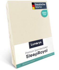 SleepRoyal Luxus Spannlaken Premium - Creme Farbe - 250 g/m² - für high Matten & Boxspringbetten - Stretch Jersey - OEKO