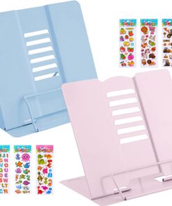 Lostwry Metall Buchständer Kinder Schule (Rosa+Blau) | Verstellbarer Lostwry Leseständer Küche Büro (Rosa+Blau) | Kinde