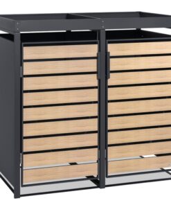 Zelsius Mülltonnenbox Anthrazit RAL 7016 für Garten | Recycling-Funktionalität | Große Kapazität 2 Tonnen | Pflanzdach s