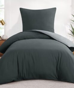 Aisbo Bettwäsche 155x220 2teilig Anthrazit Grau - ÖKO-TEX Wendebettwäsche Weich Mikrofaser mit Reißverschluss