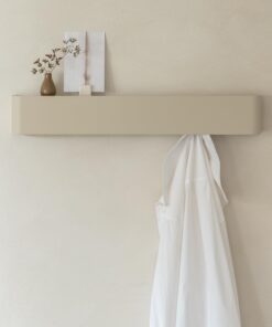 Kazai® Tone Wandgarderobe | Moderne Flur-Garderobe mit versteckten Jackenhaken & Ablage | Metall Hakenleiste Taupe