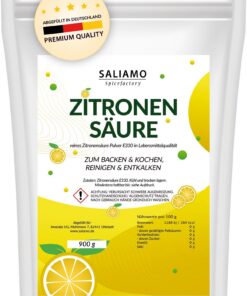 Saliamo 900 g Zitronensäure Monohydrat E330 Pulver - Lebensmittelqualität - pure Citronensäure für Kochen, Backen und Re