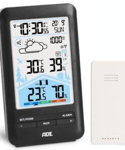 ADE Wetterstation Funk mit Außensensor ideal fürOutdoor-Nutzer | mit Lüftungsempfehlung und animierter Vorhersage | 2 We