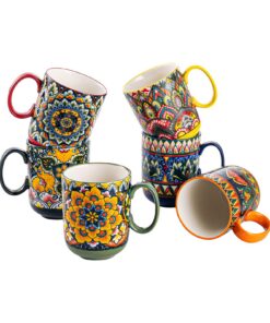 Kaffeetassen Set 6er Porzellan 400ml Bunt Bohemian Style