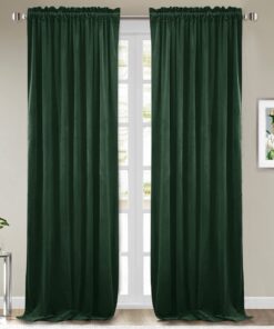 StangH Dunkelgrüne Samtvorhänge für Schiebetür/Eingang, 2 Stück, 132 x 243 cm (B x L), optimal für Schutz vor Sonnenstra