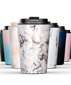 Vinsun Thermobecher 350ml - Eiskaffee isolierfähig, Edelstahl, doppelwandig - Kaffee, Tee zu_go - Auslauf sicher