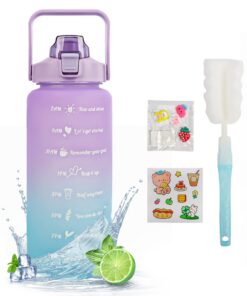 MOMSIV 2L BPA-Freie Wasserflasche für Fahrradfahrer, Schule und Gym mit Zeitmarkierungen und Drink & Lock Cover