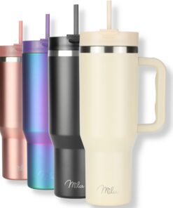 Milu Thermobecher 1200ml - 48h Eis/24h kalt/12h heiß - doppelwandig isoliert (Beige, 1,2L) Milu Thermobecher 1200ml mi