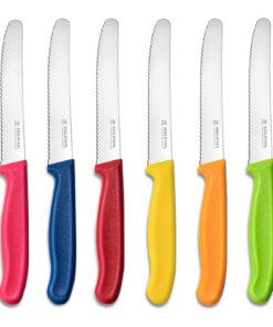 Kunststoffgriff Frühstücksmesser Set 6 Stück,Scharfe Brotzeit Messer Spülmaschinenfest,Wellenschliff Edelstahl Tomatenme