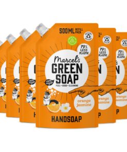 Marcel's Green Soap - Nachfüllpack Orange & Jasmin - 100% Umweltfreundlich - 100% Vegan - 97% Biologisch abbaubar - 6er-
