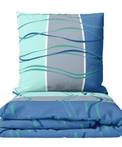 Leonado Vicenti Mikrofaser Bettwäsche Set - Wellen gestreift, modern Blau Türkis, OEKO-TEX STANDARD 100 Leonado Vicenti