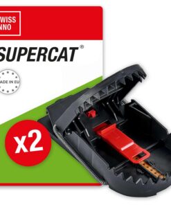 SWISSINNO SuperCat Rattenfalle - 2 Fallen - Patentiertes Easy Catch System - Robuste Bauwand-Rattenfalle - Artgerechtes