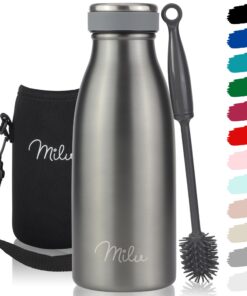 Milu Edelstahl Trinkflasche 350ml - Thermosflasche für Erwachsene - Isolierflasche, geeignet für Auslaufsicherkeit und C