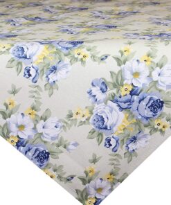 KAMACA Rosen Verzierte Landhaus Serie Bettedeskoje, Markengüte aus 100% Baumwolle, romantische Dekoration (Creme Blau, M
