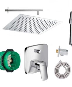 vanvilla Duschsystem mit Logis Einhebelmischer von Hansgrohe HGE100 Poliert vanvilla Regendusche mit Armatur Duscharmatu