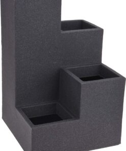 Spetebo Anthrazit XXL Kunststoff Blumentreppe - eckiger Pflanztopf - 60x40x40 cm - Pflanztrog Wendeltrepppe