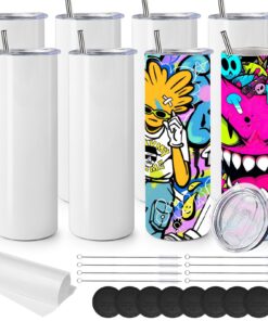 Malloom 8 Stück Sublimation Tumbler für Büro und Reisen (Weiß)