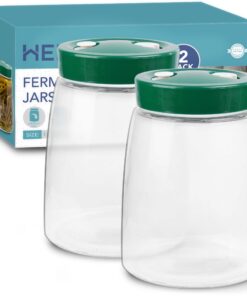 HEFTMAN Fermentierglas mit 1-Wege-Entlüftungsventil 1.4L 2er-Pack für Kefir Kimchi Sauerkraut (Grün)
