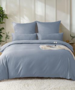 Soulful Satin Bettwäsche AshleyBlau 135x200 OEKO-TEX Zertifiziert Seidig Luxus für Allergiker