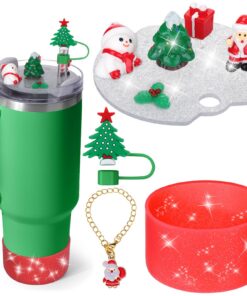 Mity rain Becherzubehör für Stanley Becher, 850 ml inklusive Kofferraum, Silikon-Trinkhalm-Abdeckkappe, Weihnachten