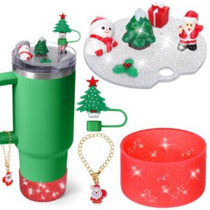 Mity rain Becherzubehör für Stanley Becher, 850 ml inklusive Kofferraum, Silikon-Trinkhalm-Abdeckkappe, Weihnachten