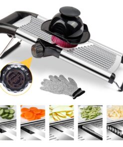 Gemüseschneider Edelstahl Verstellbar - Mandoline Slicer für Dünne Gurken Scheiben