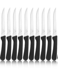 Targzier Edelstahl Steakmesser Set für Haus und Restaurant, 12 Stück Gezackt, Spülmaschinenfest | Targzier Rostfreie Ta