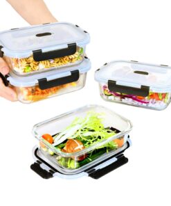 4er Glasbehälter Mit Deckel, Dichte Frischhaltedosen Glas Mit Deckel, Frischhaltend Für Meal Prep BPA-frei Aufbewahrung